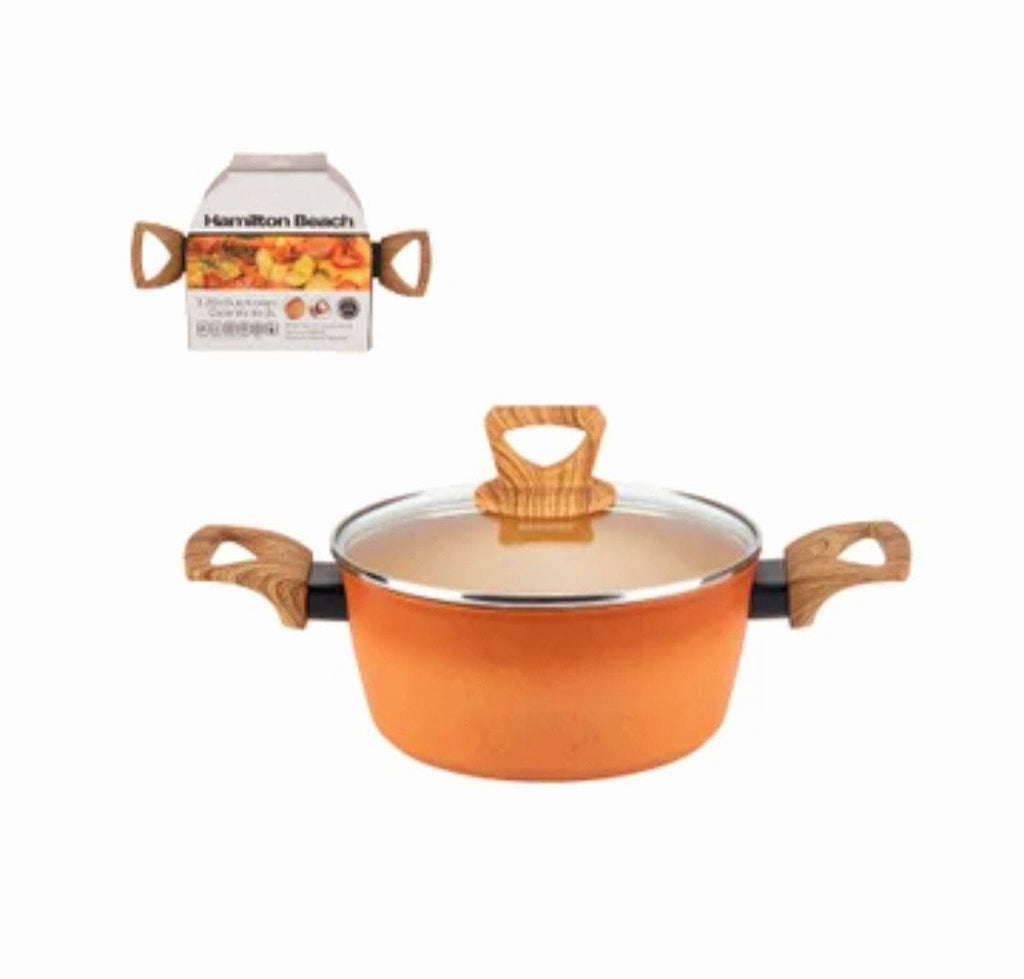 Hamilton Beach 4.5 Qt Forged Aluminum Dutch Oven - Glass Lid with Soft-Touch Handles, PFOA-Free Nonstick Coating