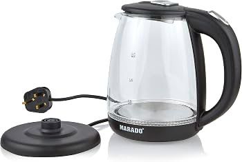 Marado Glass Electric Kettle 2.0L 1500W, Hot Water boiler with Led, Easy Cleaning, 360 degree Rotated Glass kettle