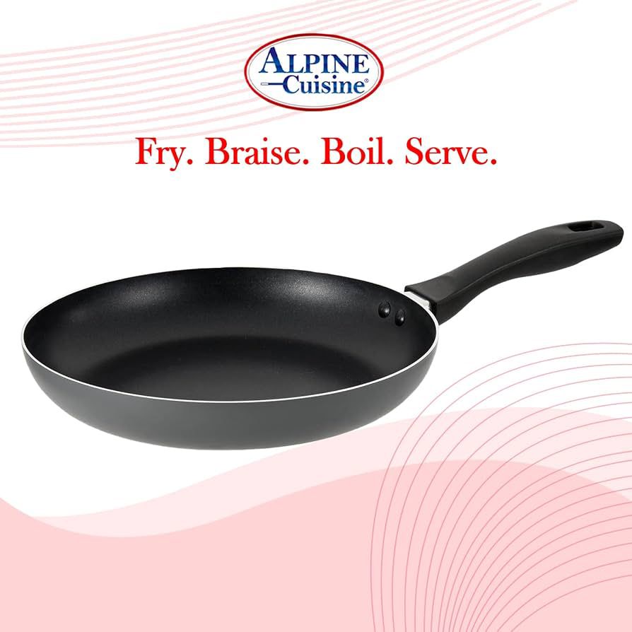 Alpine Cuisine 10in Gray Aluminum Non-Stick Frying Pan with Ergonomic Bakelite Handle and Healthy Durable, Dishwasher Safe